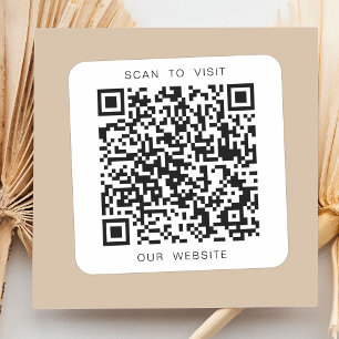 Custom QR Code Visit Our Website Black and White Square Sticker