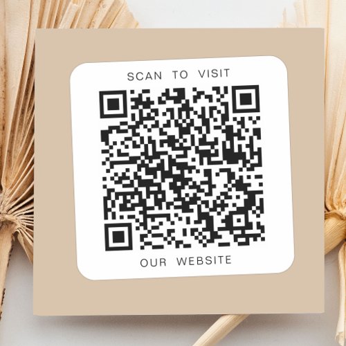 Custom QR Code Visit Our Website Black and White Square Sticker