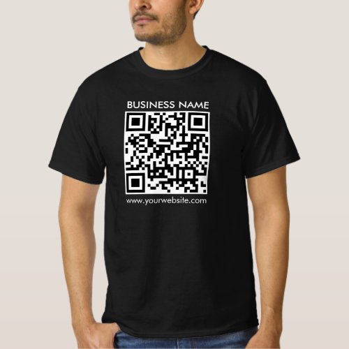 Custom QR Code Website Mens Modern Black Value T_Shirt