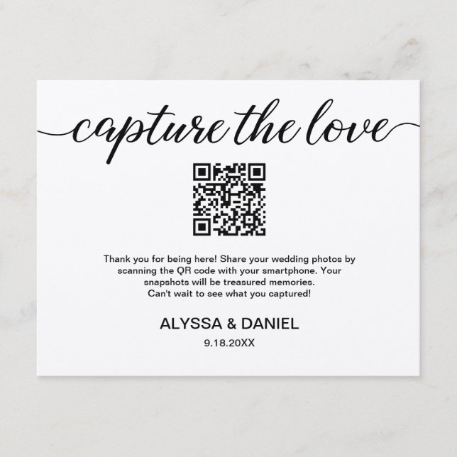 Custom QR code wedding photo sharing Enclosure Card (Front)