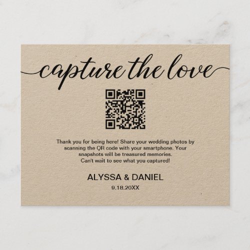 Custom QR code wedding photo sharing Enclosure Card