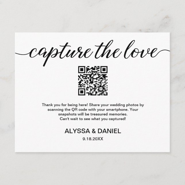 Custom QR code wedding photo sharing Enclosure Card (Front)