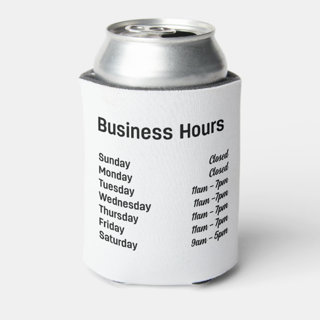 Custom QR Code with Business Hours  Can Cooler (Can Back)