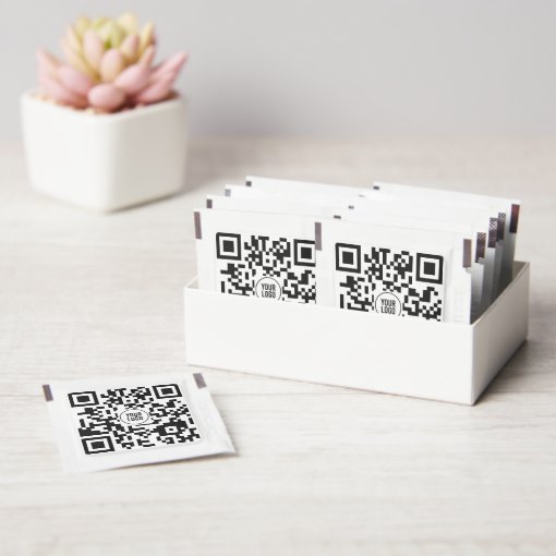 Custom QR Code With Logo Business Square Hand Sanitizer Packet | Zazzle