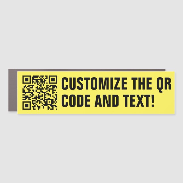 Custom QR Code Yellow Car Magnet (Front)