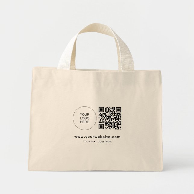 Custom QR Code Your Logo Website Address Template Mini Tote Bag (Front)
