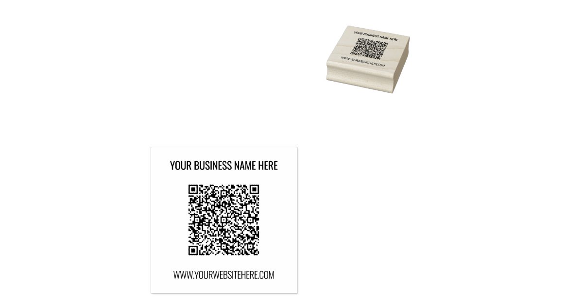Custom QR Code Your Name Website Rubber Stamp | Zazzle