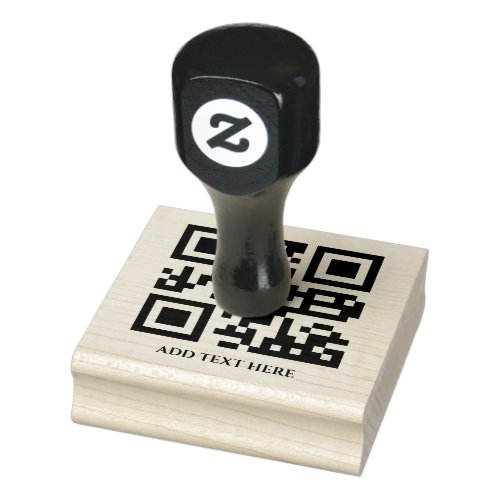 Custom QR Code  Your Text Modern Minimalist Clean Rubber Stamp