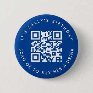 Custom Qr codes Cash App Birthday Pin, Blue Button