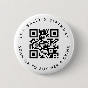 Custom Qr codes Cash App Birthday Pin, Party Favor Button