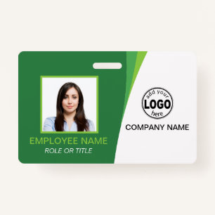 Custom QR Green Corporate Employee Photo Name Tags Badge