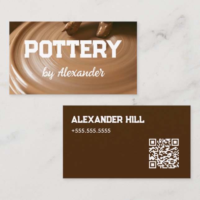 Custom QR Handmade Pottery Business Card (Front/Back)