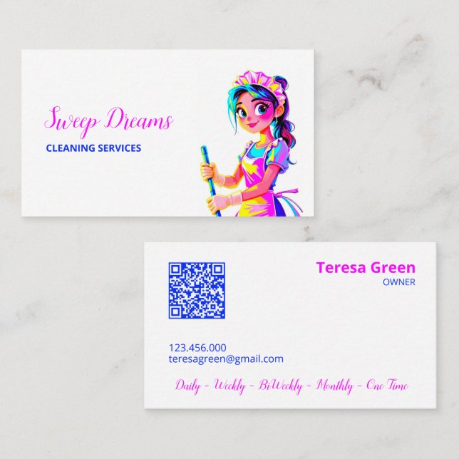 Custom QR Housemaid Housekeeper Calling Card (Front/Back)