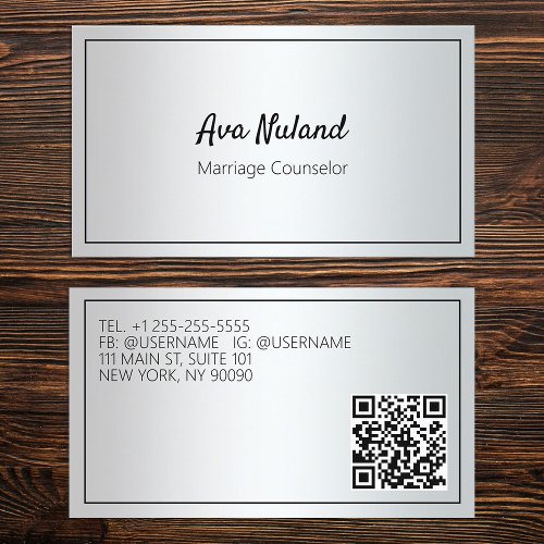 Custom QR Marriage Counselor Business Card