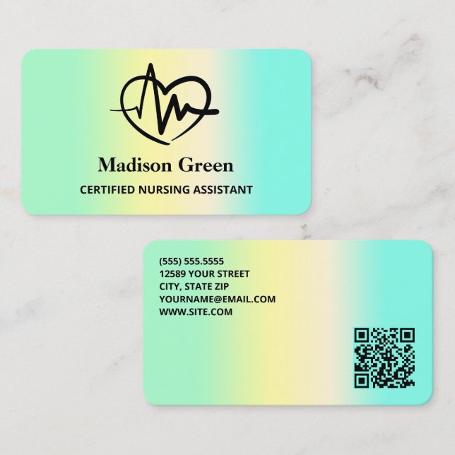Custom QR Nursing CNA Business Card (Front/Back)