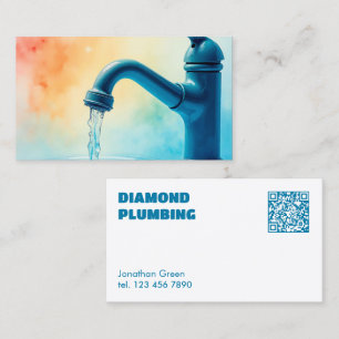 Custom QR Plumber Business Card