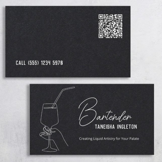 Custom QR Premium Bartender Calling Card (Custom QR Premium Bartender Calling Cards)