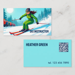 Custom QR Ski Instructor Business Card
