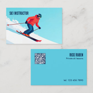 Custom QR Ski Instructor Business Card
