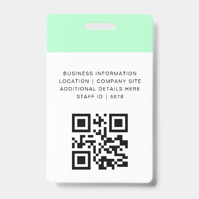 Custom QR Staff Access Identity Design Badge (Back)