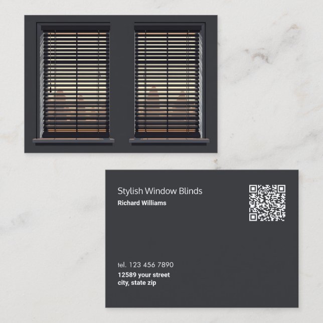Custom QR Window Blinds Business Card (Front/Back)