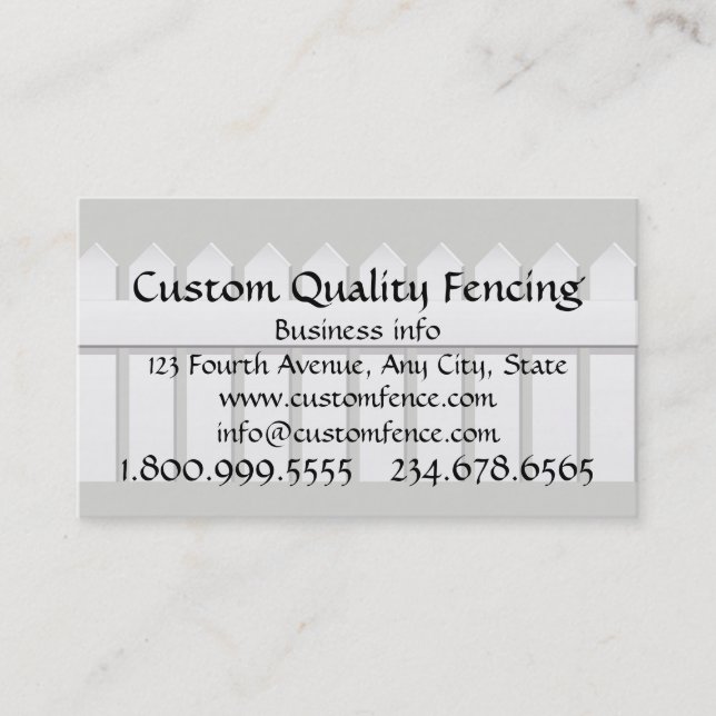Custom Quality Fencing & Products Business Card (Front)