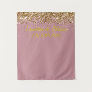 Custom Quartz and Gold Glitter Wedding Photo Booth Tapestry