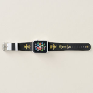 Custom QUEEN BEE Black & Gold Sash Apple Watch Band