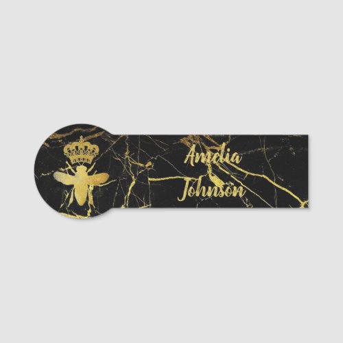 Custom QUEEN BEE Gold Black Badge Pin Magnetic