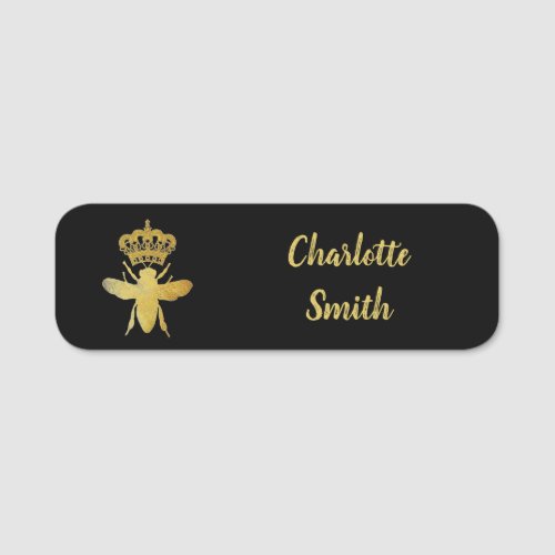 Custom QUEEN BEE Gold Black Badge Pin Magnetic