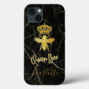 Custom QUEEN BEE Gold Black Marble Phone 11 12 Cas iPhone 13 Case