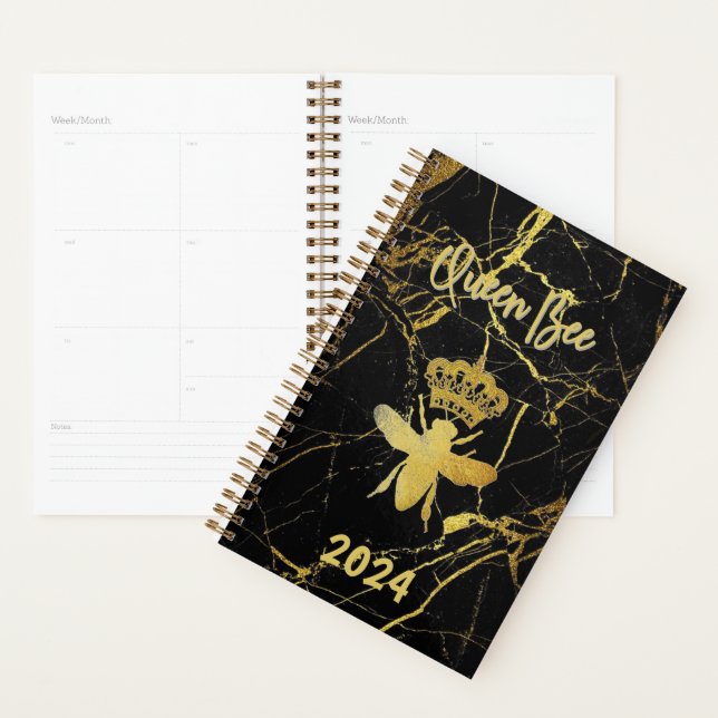Custom QUEEN BEE Gold Marble Undated Monthly Daily Planner (Display)