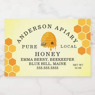 Custom Queen Bee Honeycomb Honey Jar Label