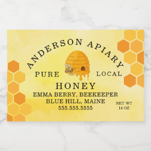 Custom Queen Bee Honeycomb Honey Jar Label