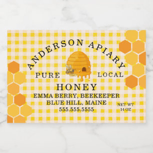 Custom Queen Bee Honeycomb Honey Jar Label