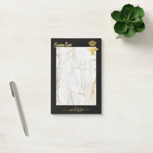 Custom QUEEN BEE Marble Gold School Office Supply Post-it Notes