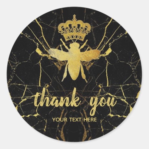 Custom QUEEN BEE Marble Small Business ThankYou Classic Round Sticker