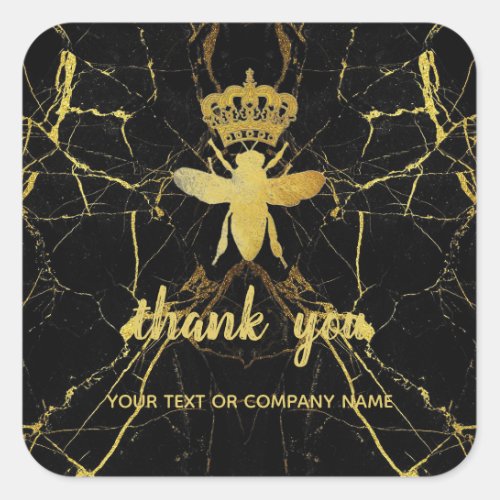 Custom QUEEN BEE Marble Small Business ThankYou Square Sticker