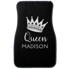 Custom Queen Black White Personalized Name Car Flo Car Floor Mat