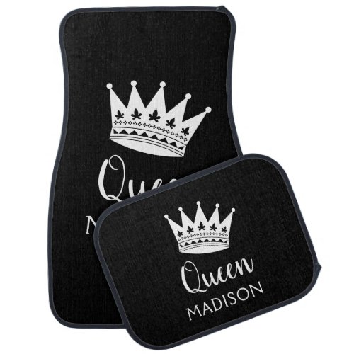 Custom Queen Black White Personalized Name Car Floor Mat