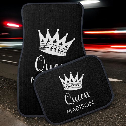 Custom Queen Black White Personalized Name Car Floor Mat