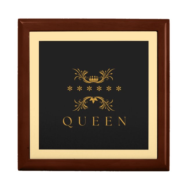 Custom Queen Crown Golden Oak Beige Background  Gift Box (Front)