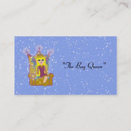 Custom Queen Fairy Long Blonde Hair Green Eyes Business Card