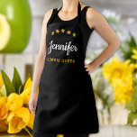 Custom Queen King Name Text Elegant Black Gold Apron<br><div class="desc">Customize the text, and easily create your personalized apron. Click CUSTOMIZE FURTHER to change the background color or text color. You can TRANSFER this DESIGN on other Zazzle products and adjust it to fit most of the Zazzle items. Standard Studio designs are made in high-resolution vector graphics for a professional...</div>