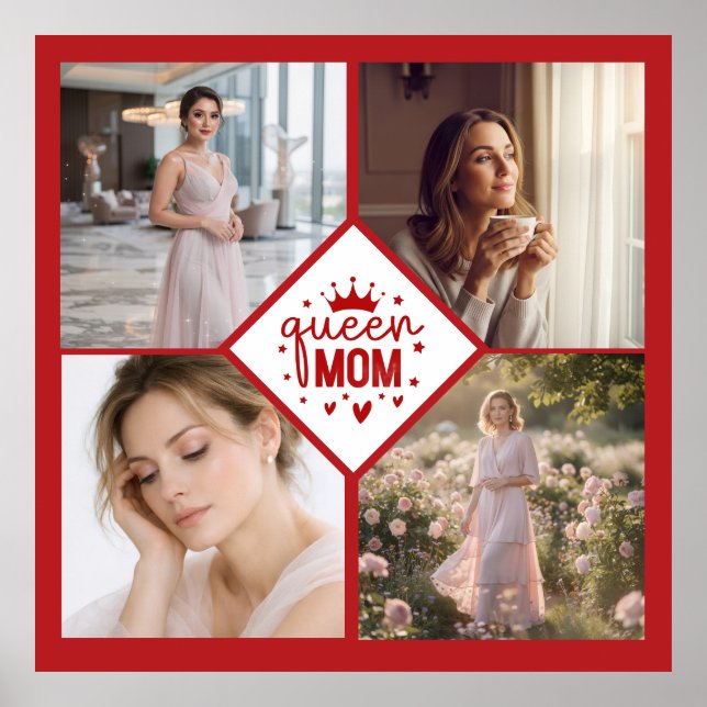 Custom Queen Mom Photo Collage Keepsake Poster (Front)