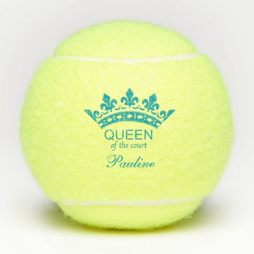 Custom Queen of the Court Teal Tennis Balls