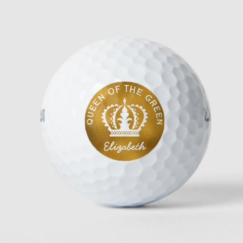 Custom Queen of the Green Gold Crown  Golf Balls