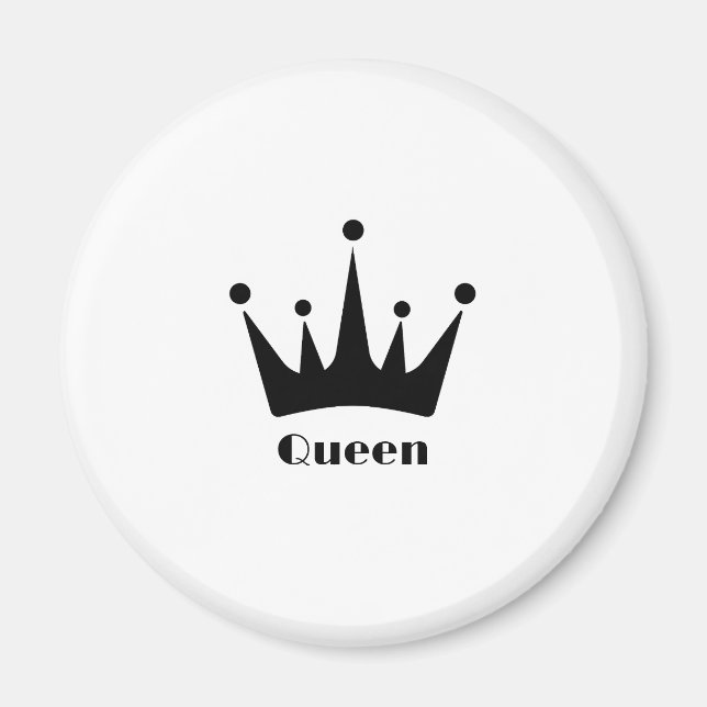 Custom Queen Text Black Color Crown Image Magnet (Front)
