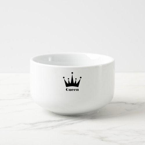 Custom Queen Text Black Color Crown Image Soup Mug