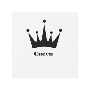 Custom Queen Text Black Crown Image Metal Wall Art